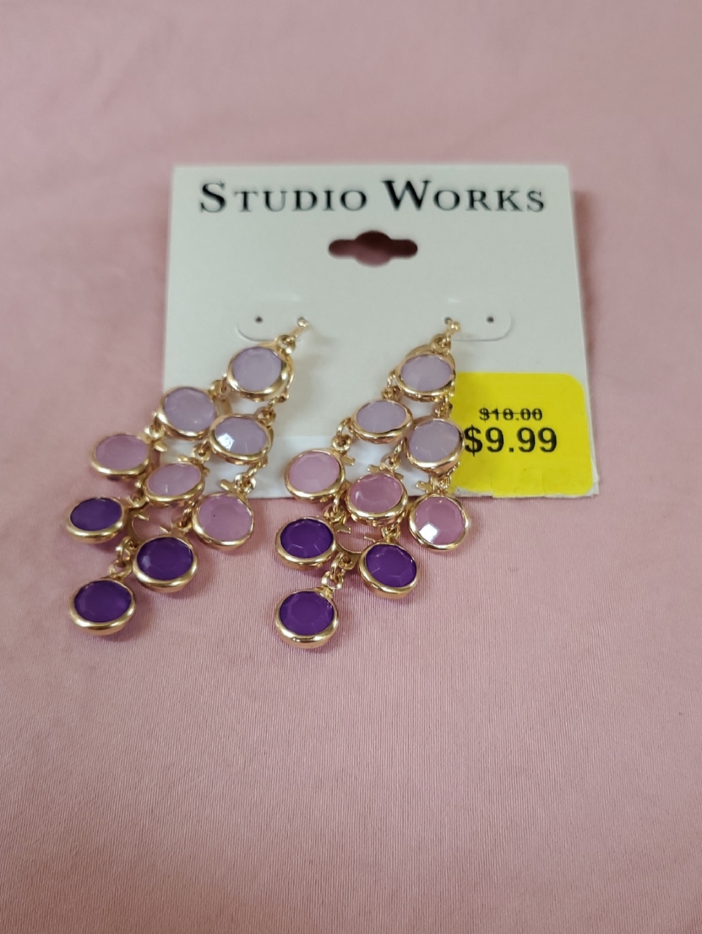 Studio Works Gold-Tone Multi-Blend Purple Drop Earrings
